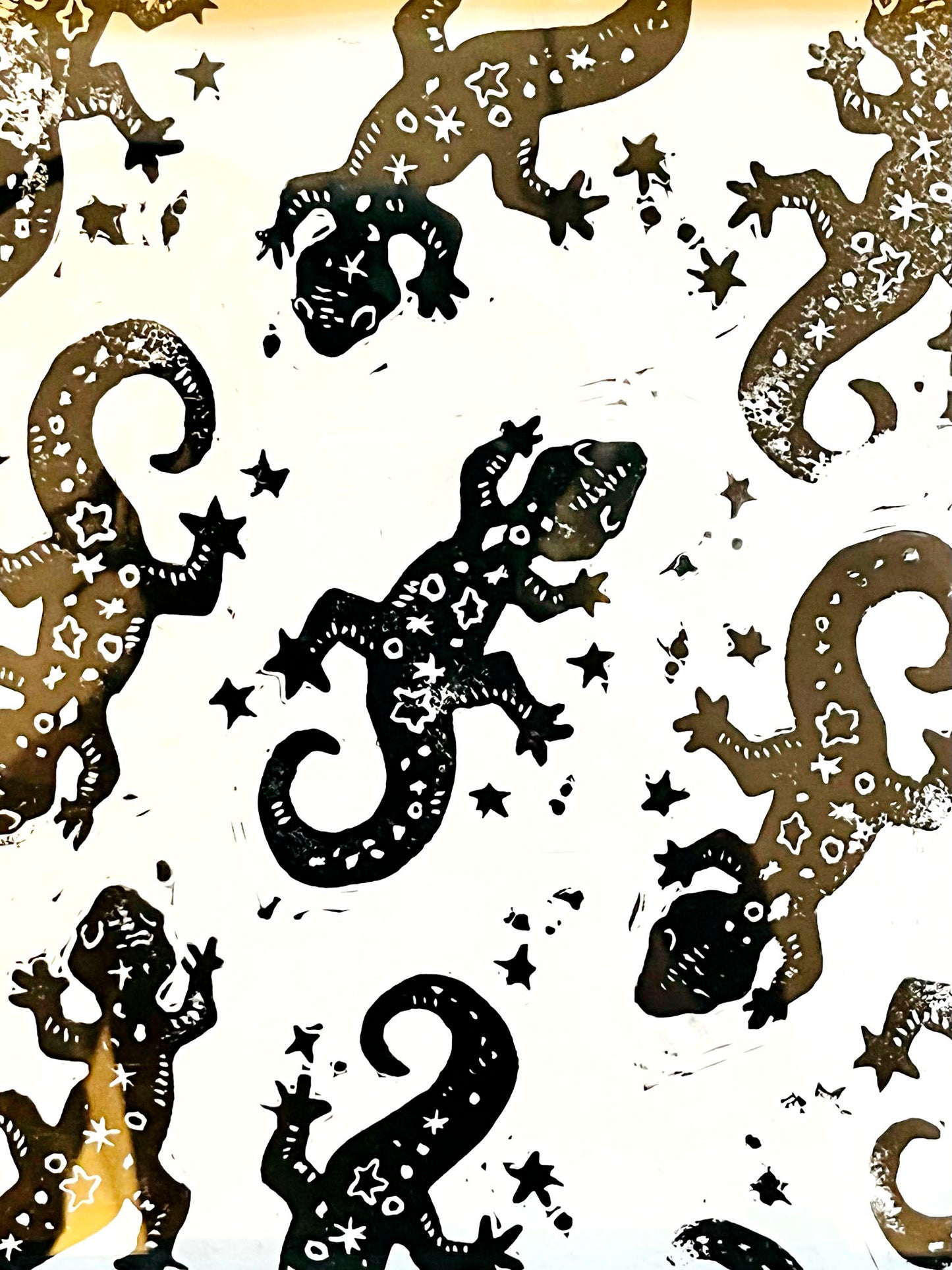 Salamander Constellation - Original Linocut