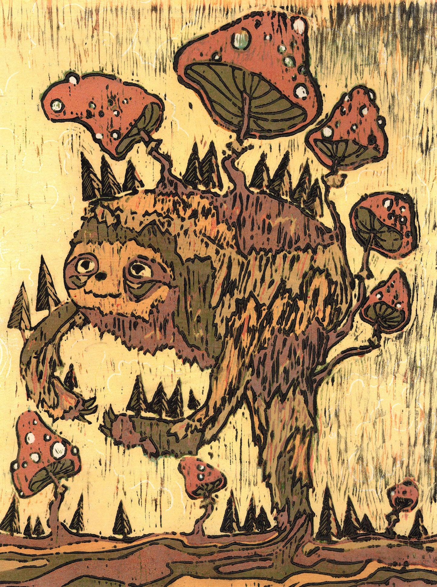 Sloth and Shrooms - Fine Art Print